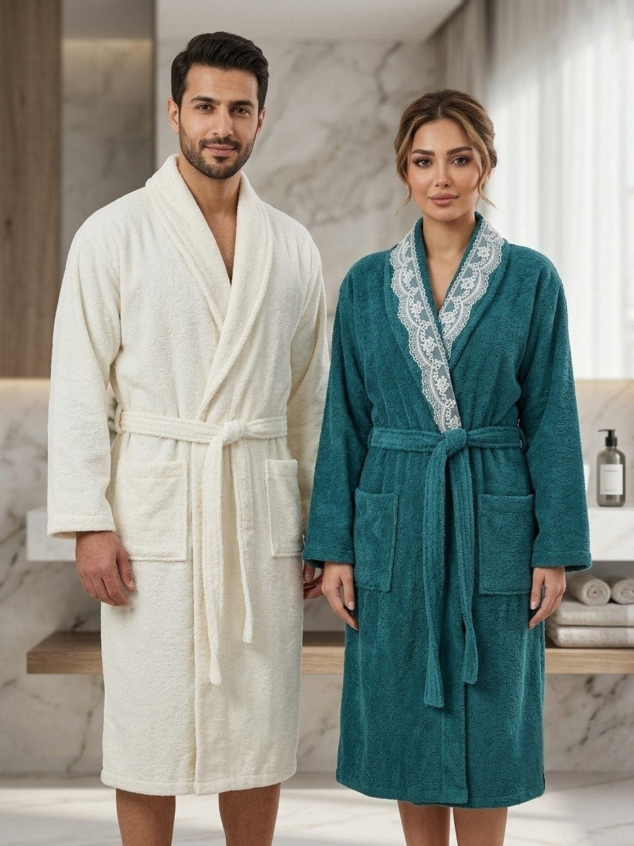 طقم روب حمام بهار كلاسيك مزدوج (4 قطع)