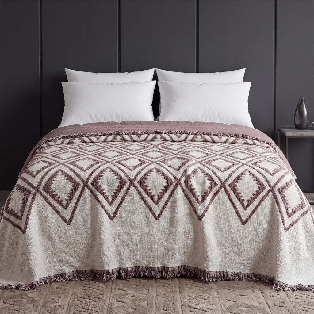 Burak Anatolia Reversible Turkish Cotton Bedspread | 240 × 240 cm