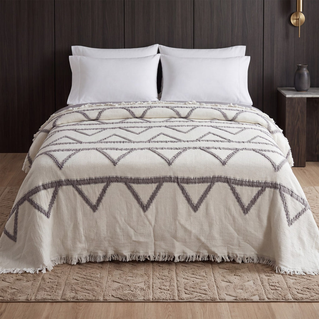 Burak Peaks Reversible Turkish Cotton Bedspread | 240 × 240 cm