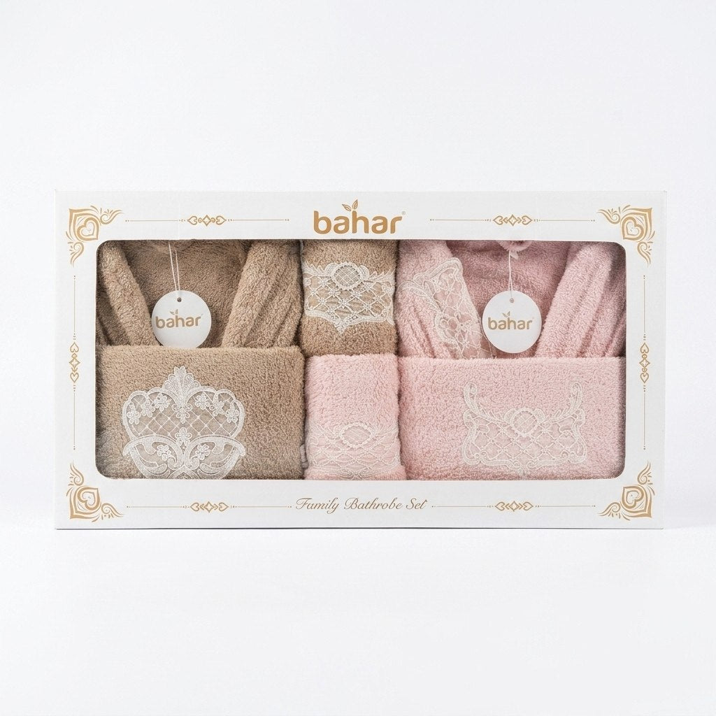 Bahar Classic Double Robe Set with Half Towel (6 pcs)