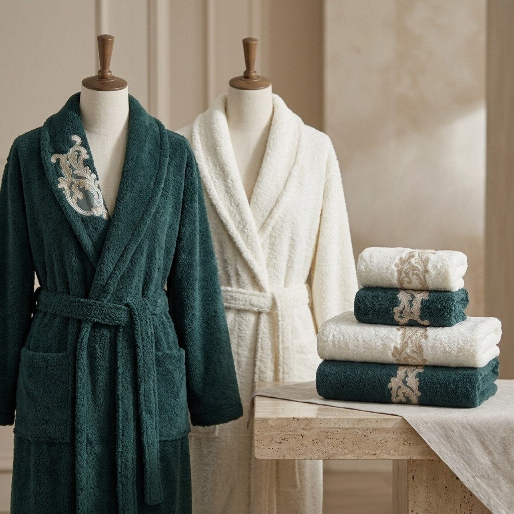 Bahar Classic Double Robe Set with Half Towel (6 pcs)