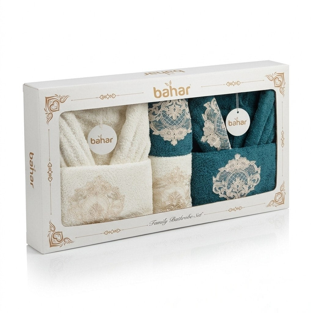 Bahar Classic Double Robe Set with Half Towel (6 pcs)