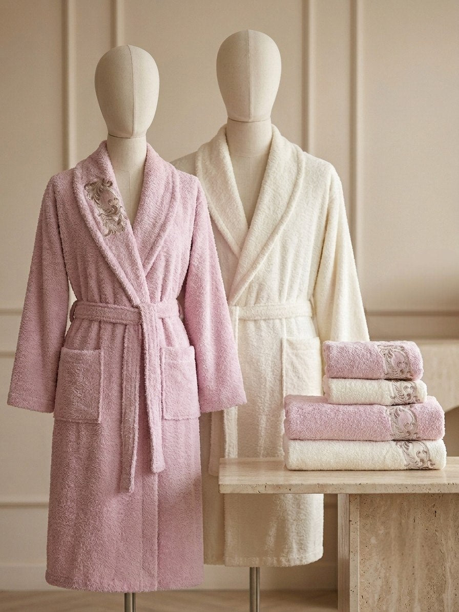 Bahar Classic Double Robe Set with Half Towel (6 pcs)