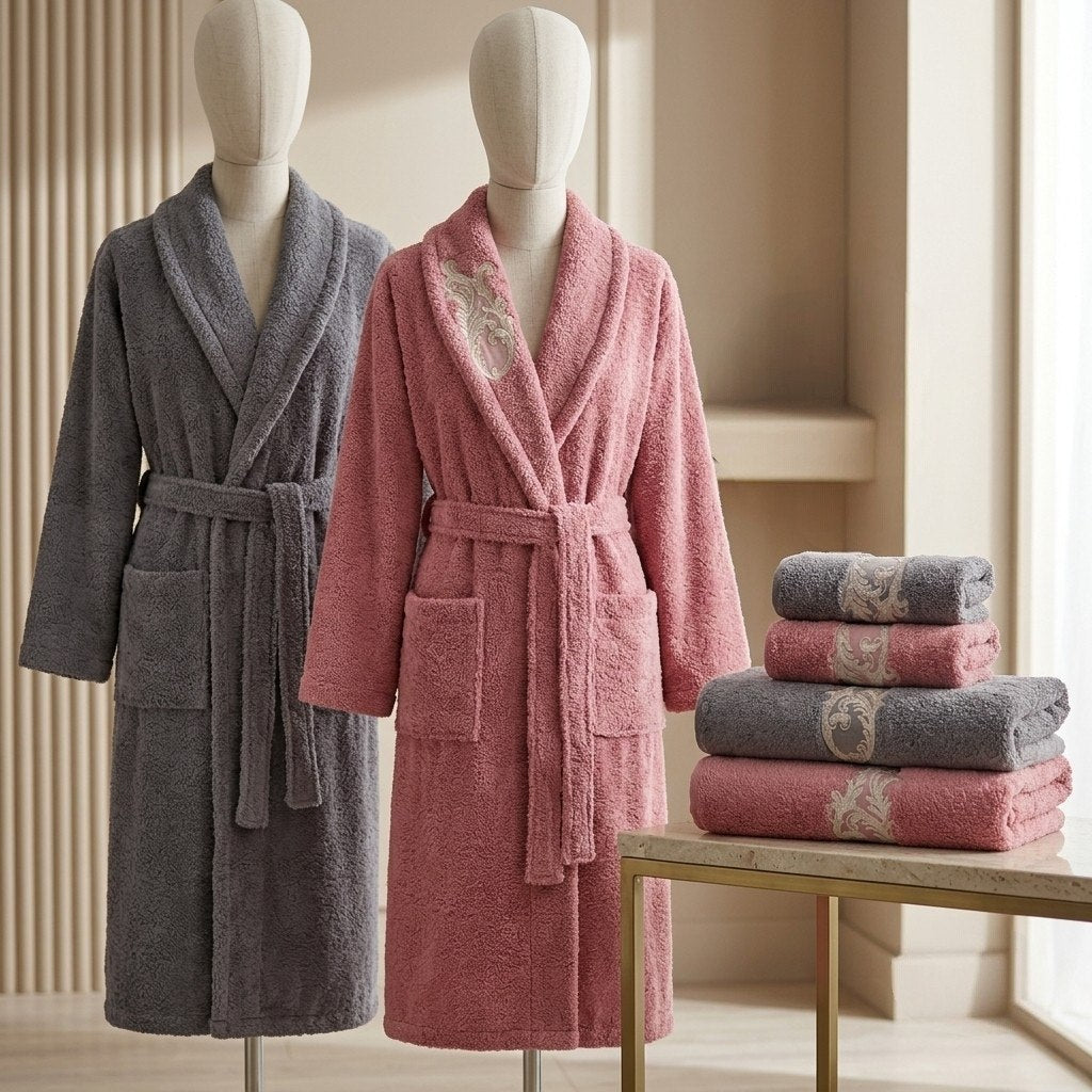 Bahar Classic Double Robe Set with Half Towel (6 pcs)