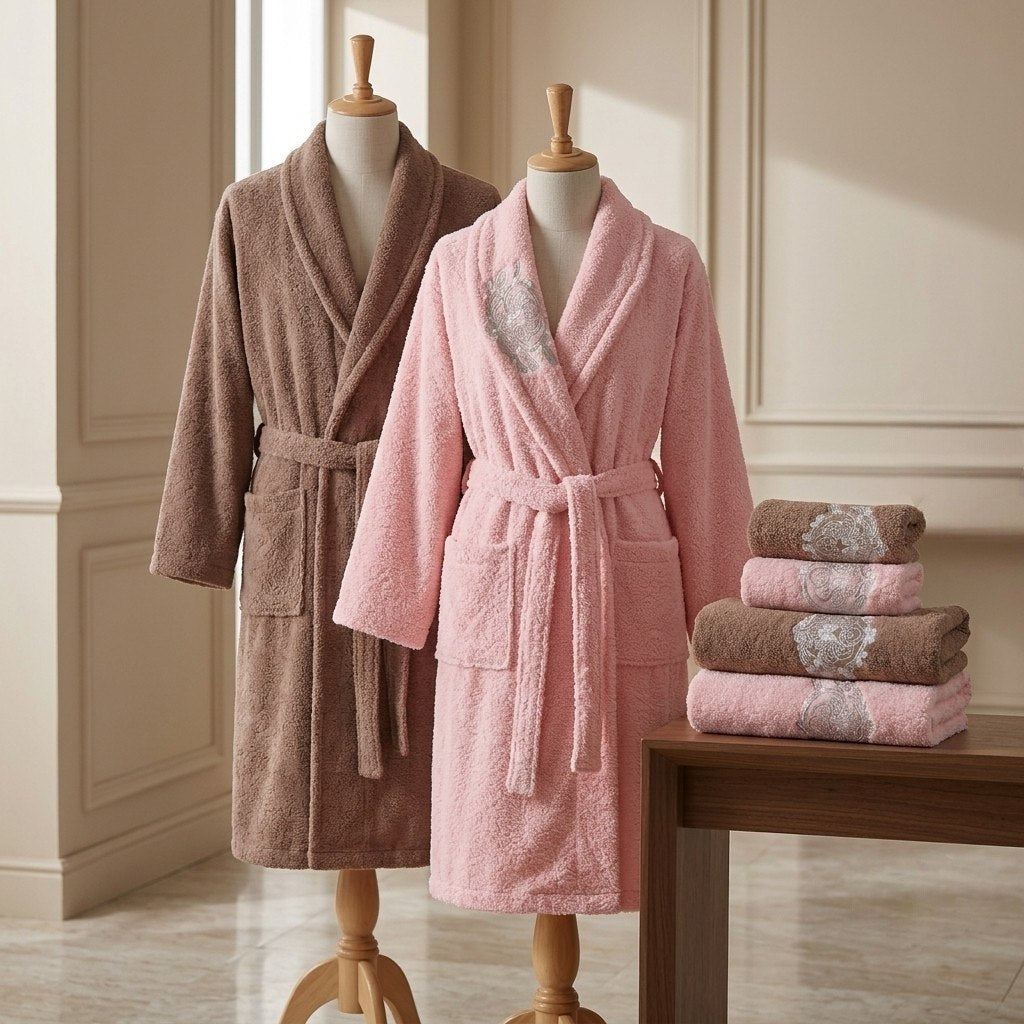 Bahar Classic Double Robe Set with Half Towel (6 pcs)