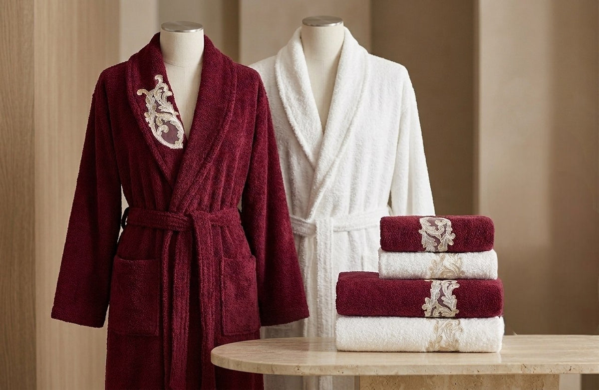 Bahar Classic Double Robe Set with Half Towel (6 pcs)