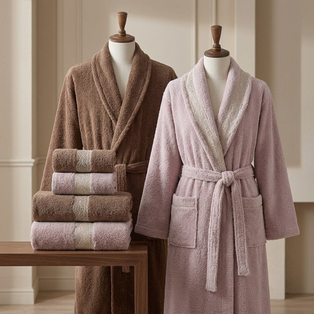 Bahar Classic Double Robe Set with Half Towel (6 pcs)