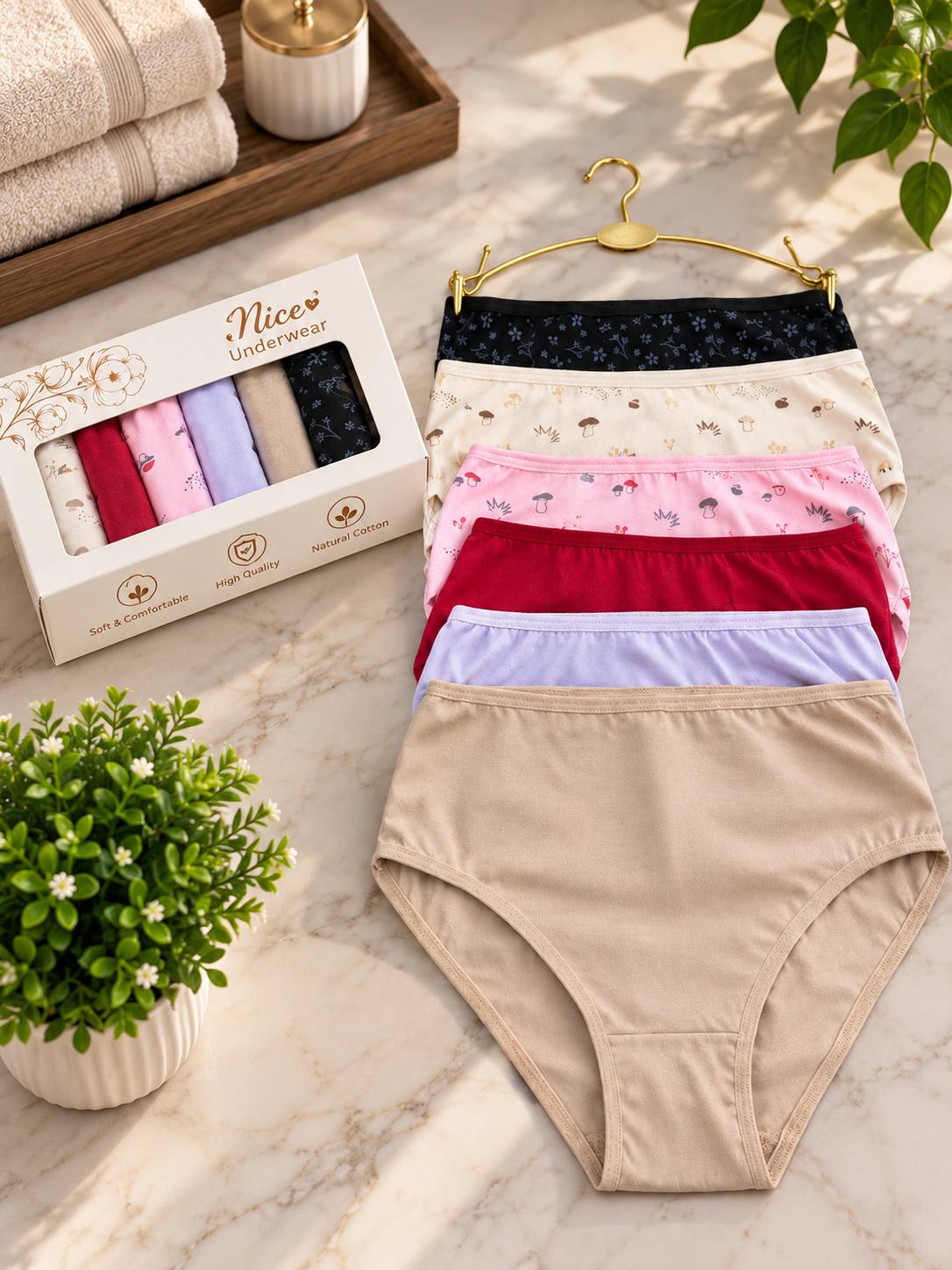 ملابس داخلية قطن Rose Mix Blossom – طقم 6 قطع